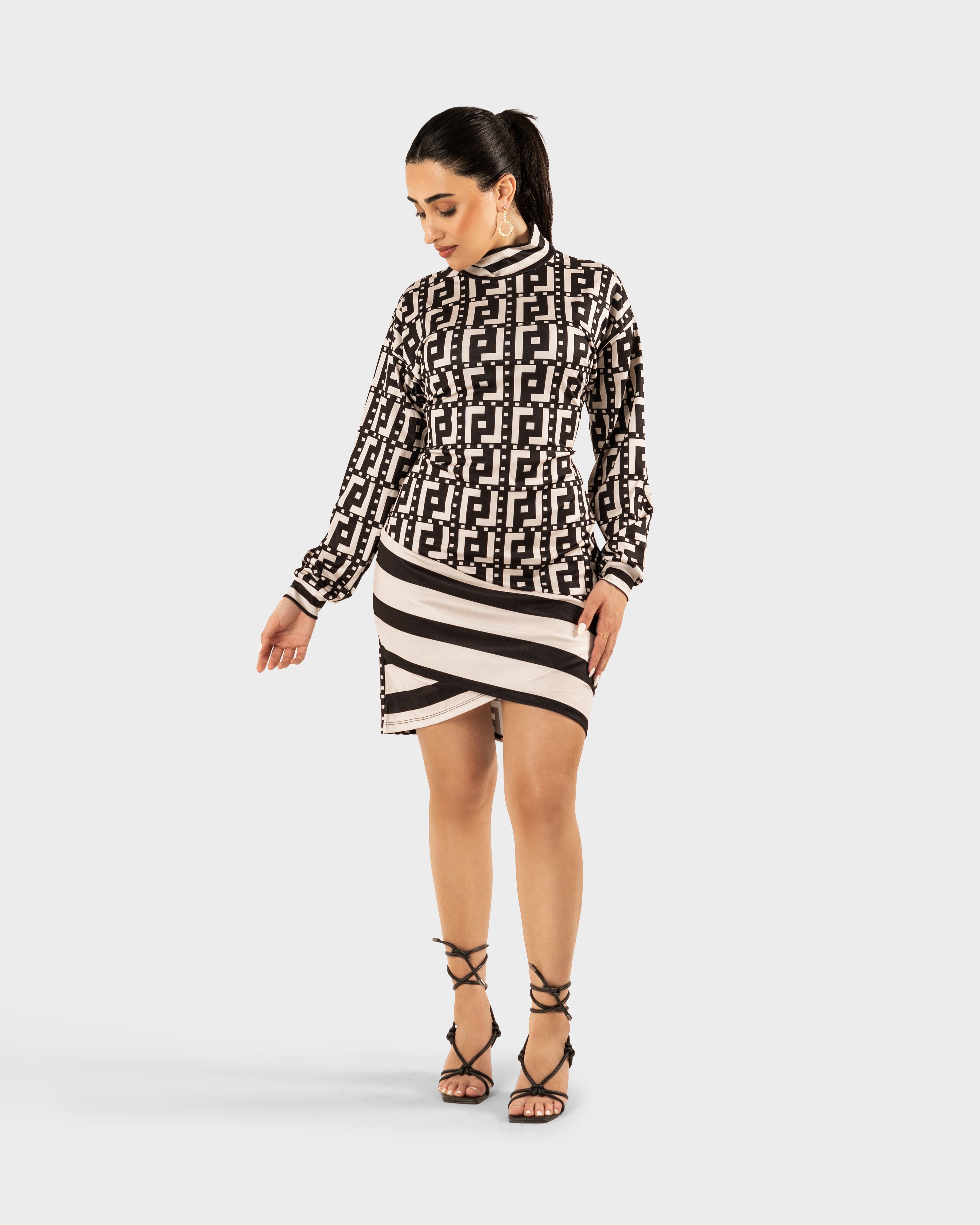STYLE-Black-White-Megan Dress